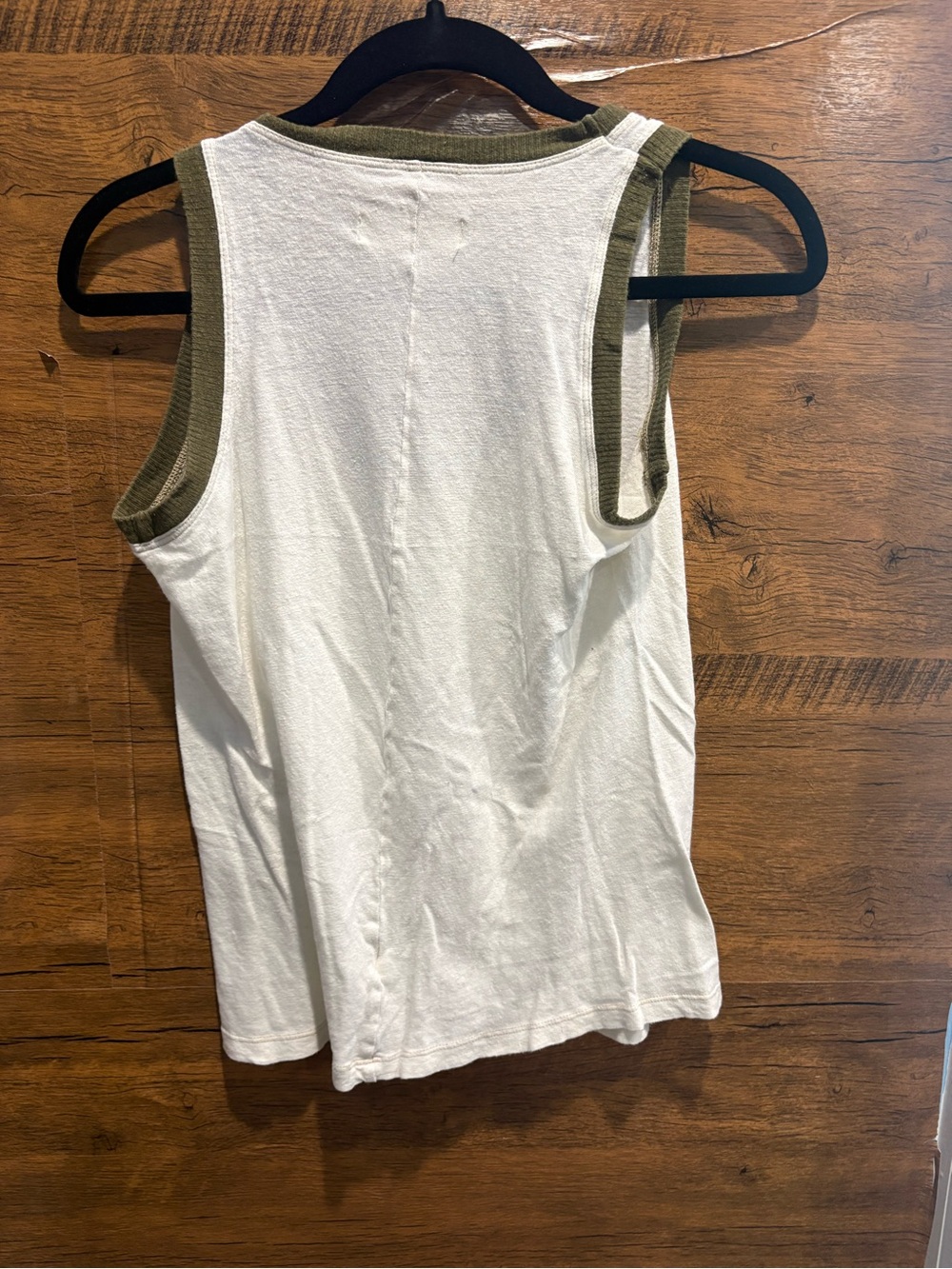 IMOGENE AND WILLIE Cream Ringer Tank with Olive Trim - Picture 7 of 8